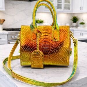 VGUC Nathanial Noir Python Liquid Gold Handbag
